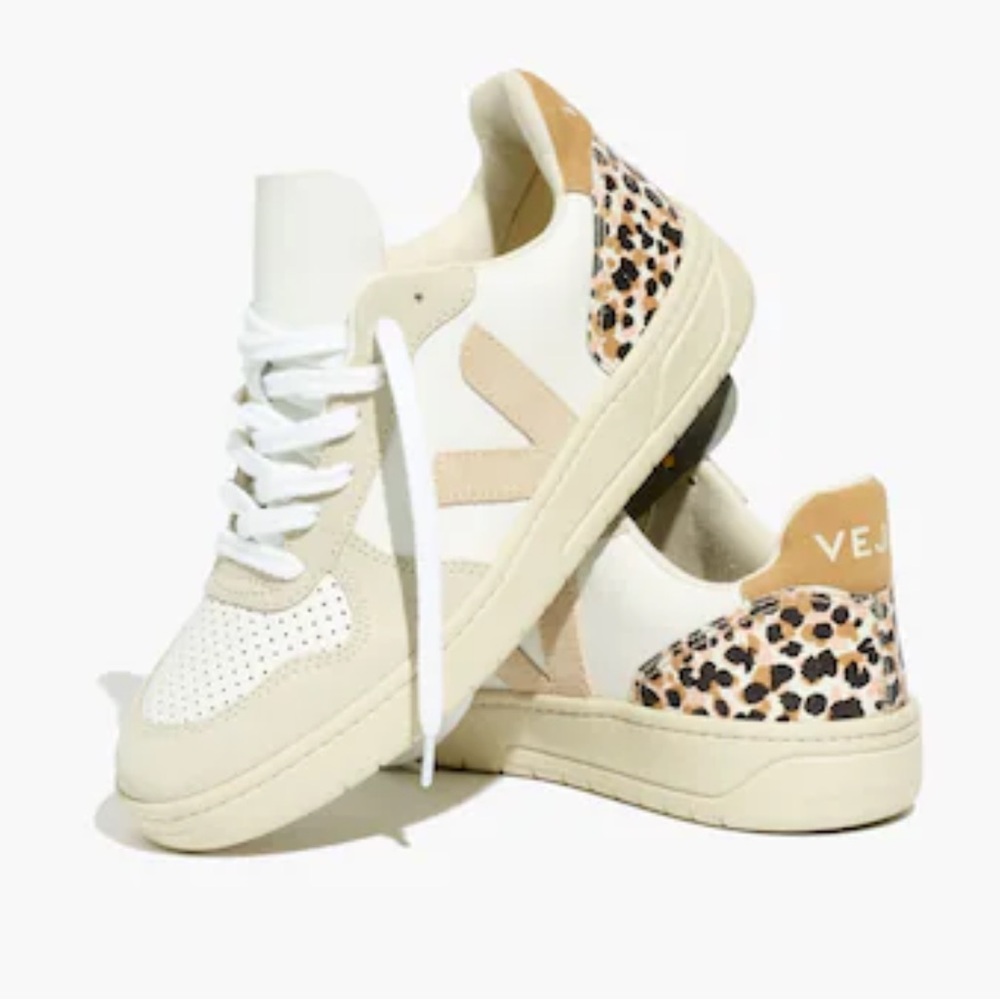 Madewell X Vega|  White and Tan Leopard Sneakers - size 6